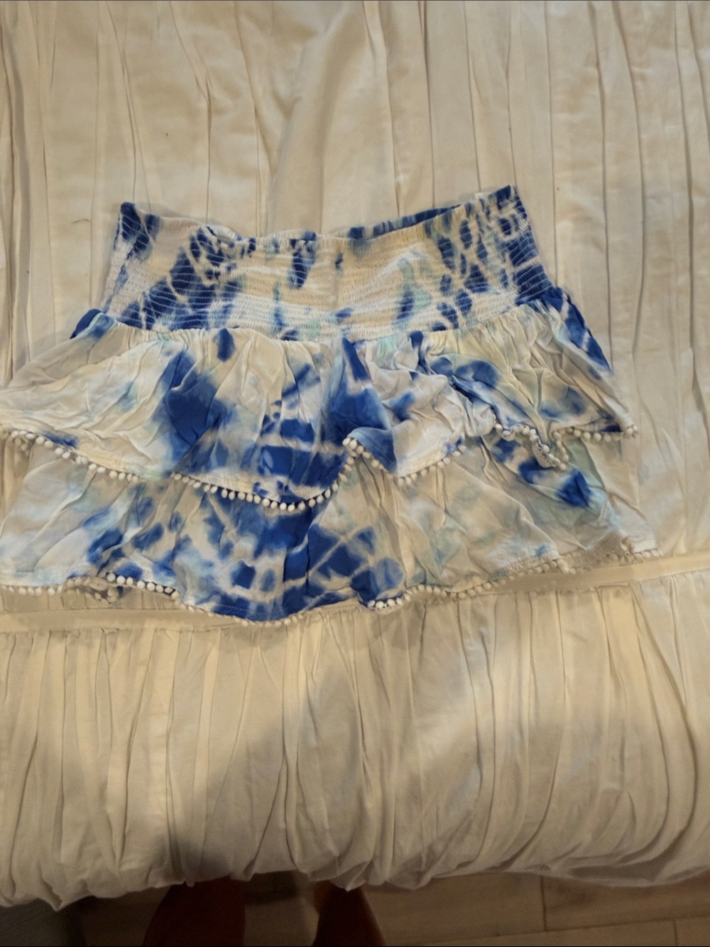 Victoria's Secret Blue Tie-Dye Ruffle Mini Skirt
